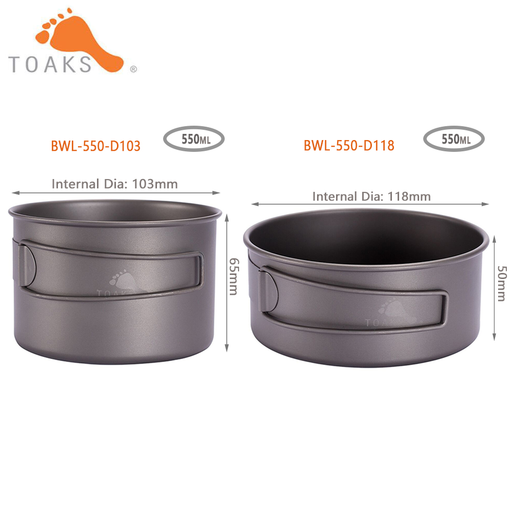 Mess Kit Titanium - Toaks BWL-550 Cắm Trại Titan Bát