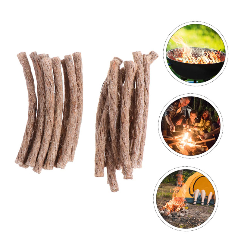 Camping Cooking Wood Stove - 12/24Pcs Survival Wick Hemp Cord Easy