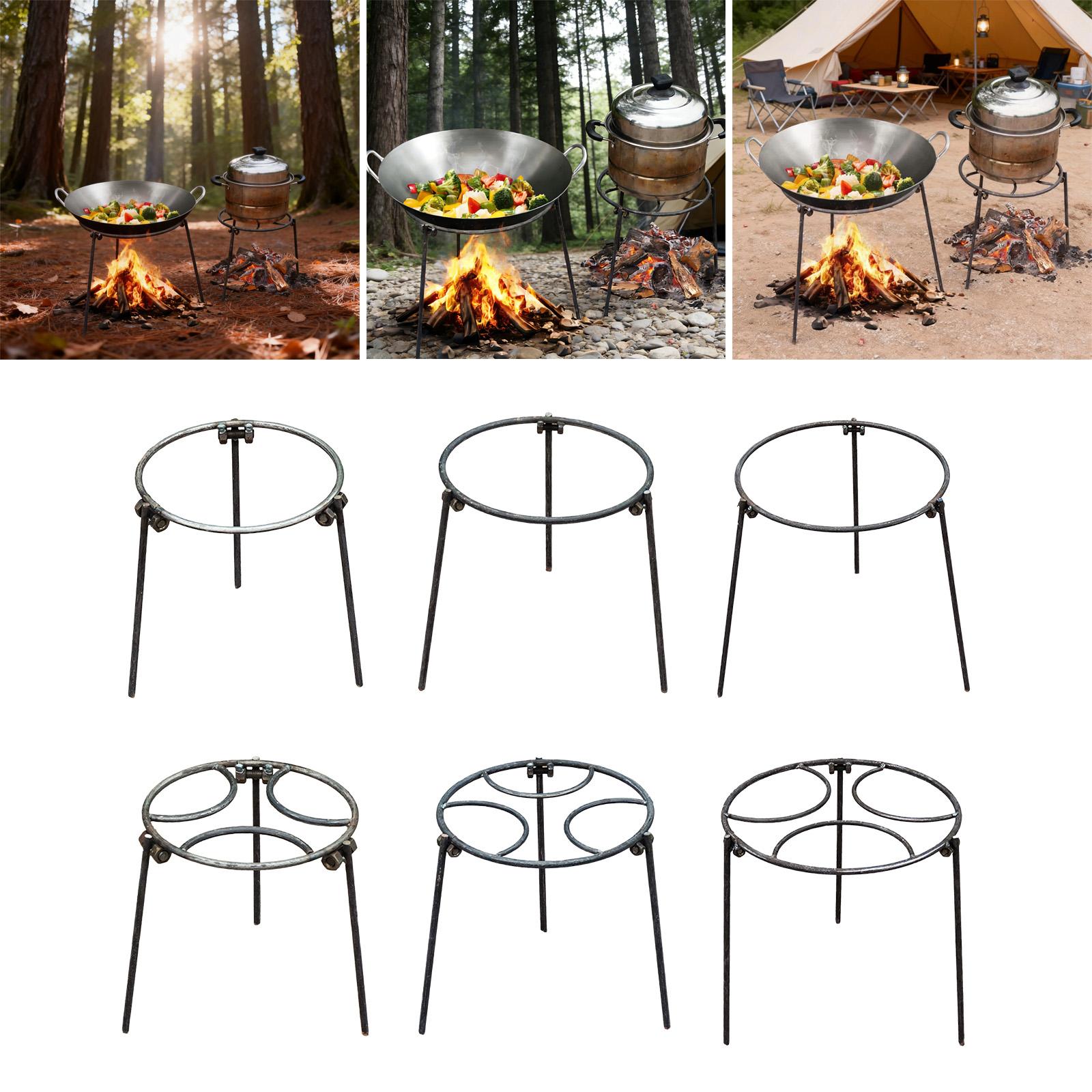 Camping Cooking Wok - Campfire Tripod,Dutch Oven Multipurpose Woks Holder,Open