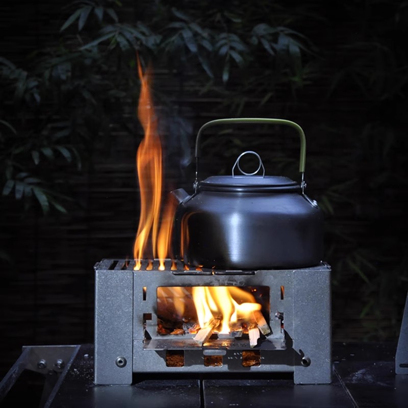 Camping Cooking Wood Stove - Compact Folding Stainless Steel Wood Stove