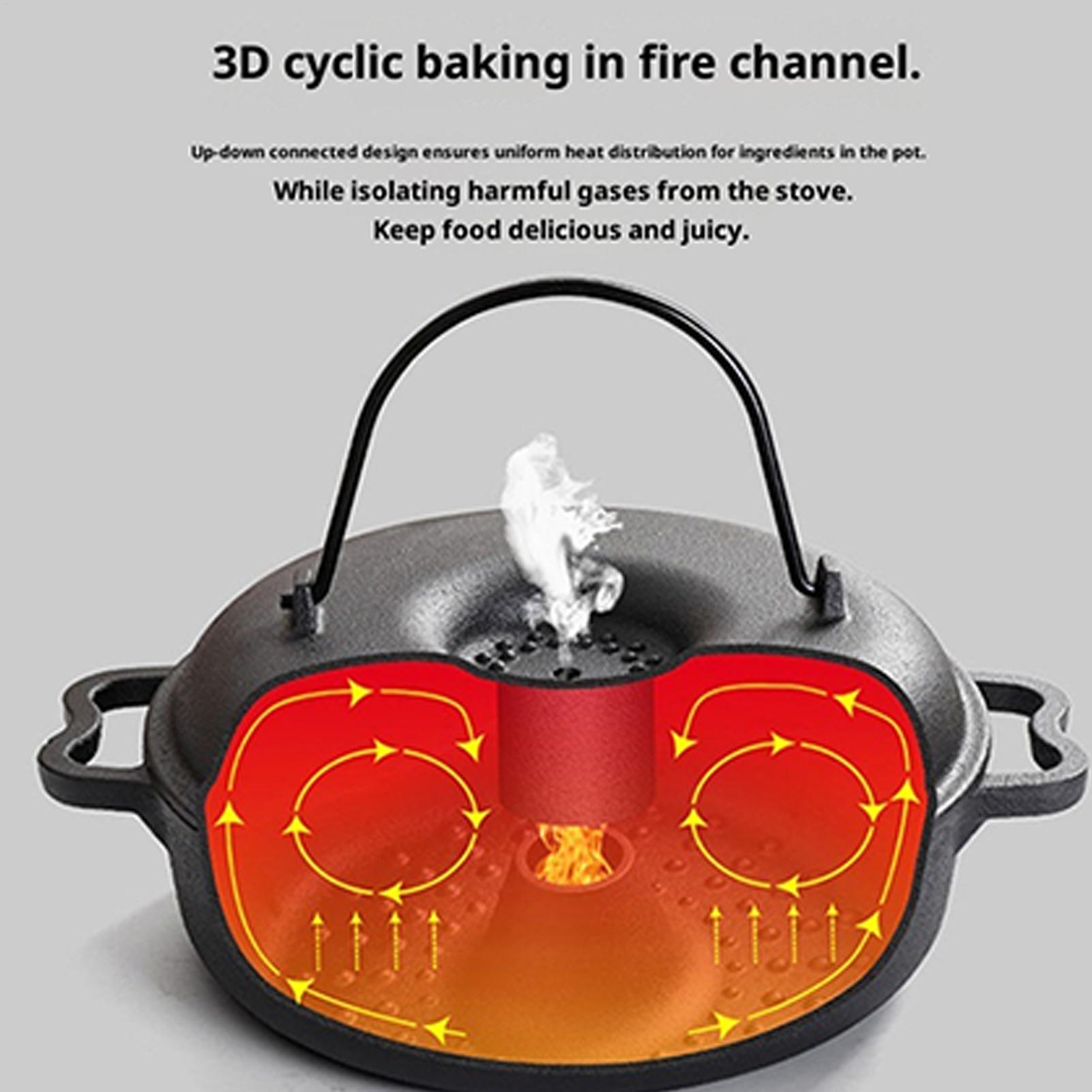 Camping Cooking Cast Iron - Cauldron Pot for Cooking Non-Stick Cookware