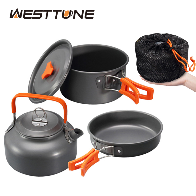 Camping Cooking Wok - WESTTUNE Camping Cookware Kit Aluminum Outdoor