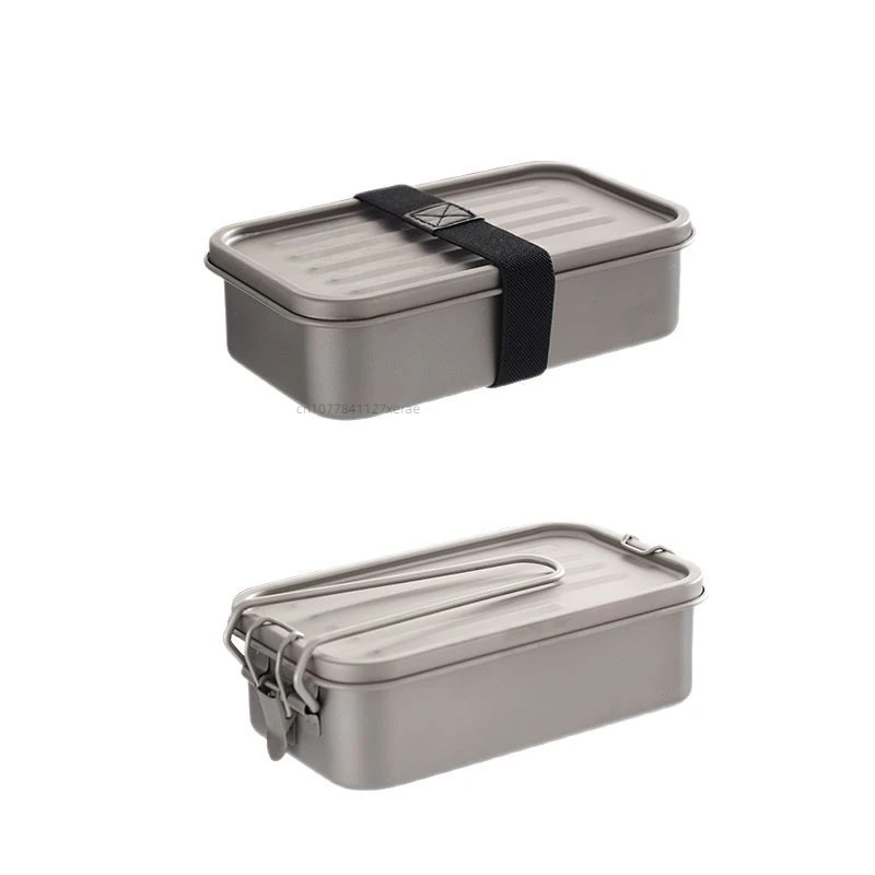 Mess Kit Titanium - Outdoor Pure Titanium Square Lunch Box,