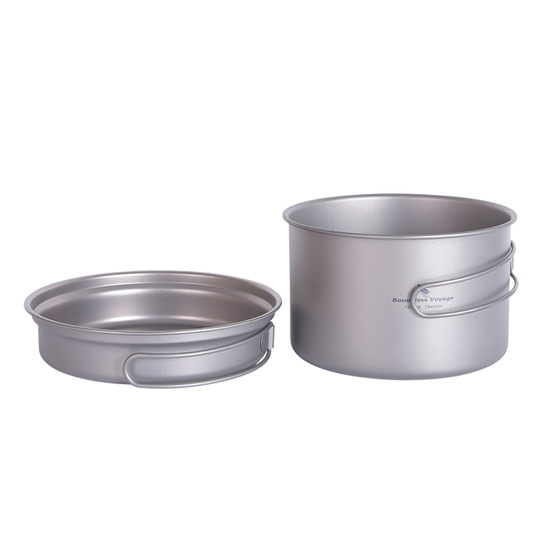 Camping Cooking Pots And Pans Set - Boundless Voyage Titanium Pot Frying Pan
