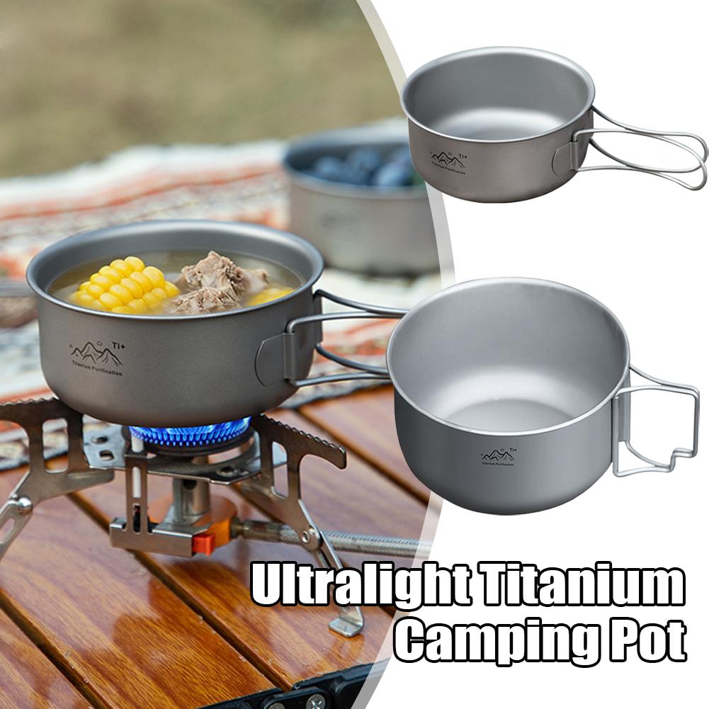 Mess Kit Titanium - Outdoor Camping Foldable Portable Pot With