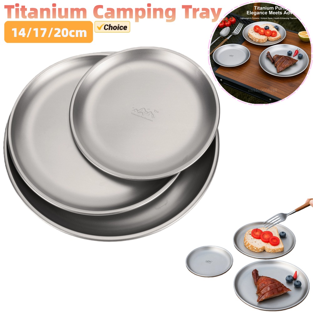 Camping Cooking Disc - 14/17/20cm Titanium Camping Plate 1/3Pcs Camping