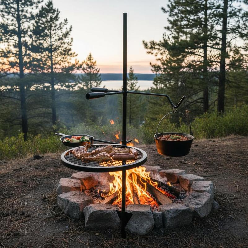 Camping Cooking Cast Iron - Rotating Cooking Grate 24x24 Inch For