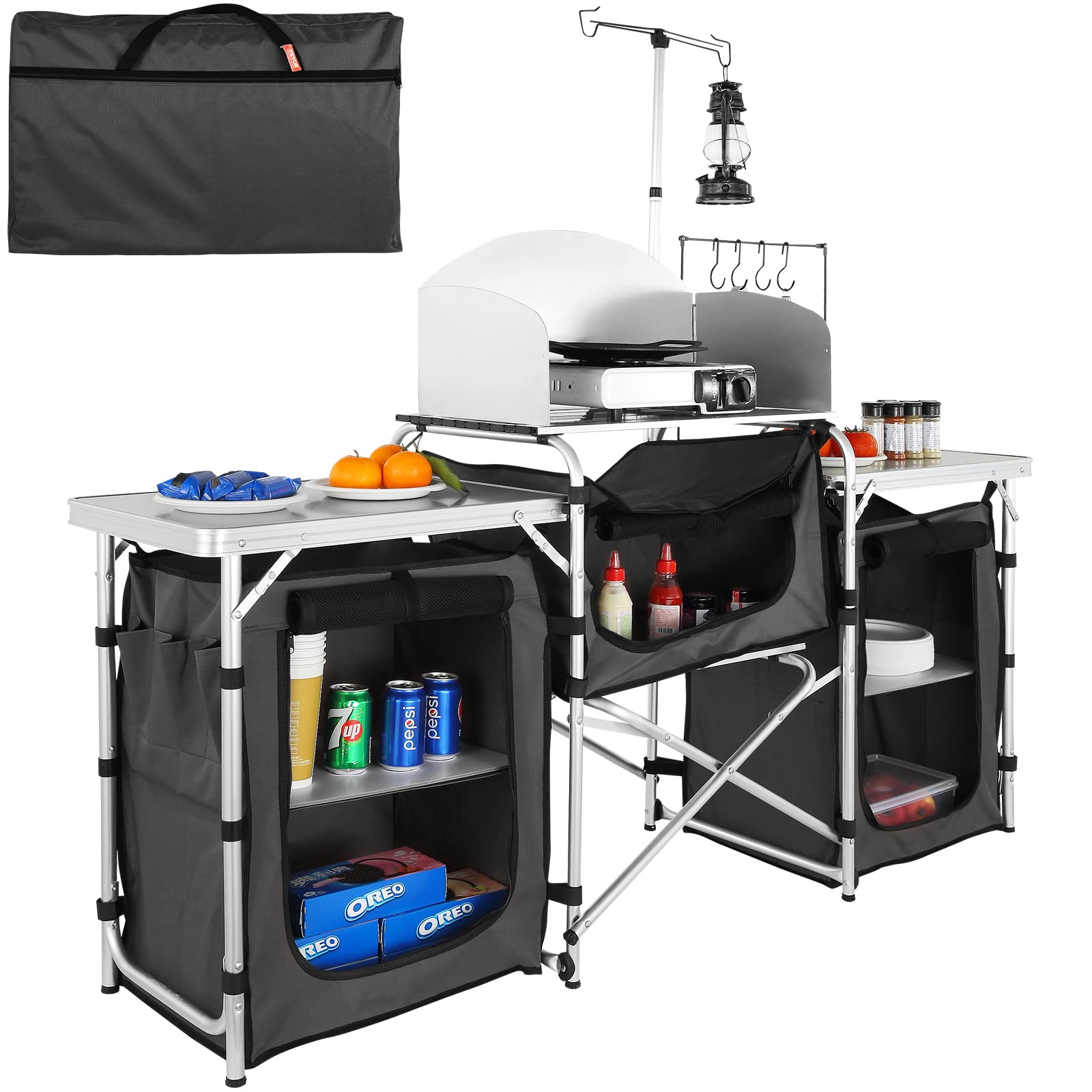 Camping Cooking Cupboard - Folding Outdoor Cooking Table Aluminum Cook