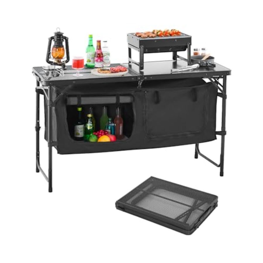 Camping Cooking Table - Camping Kitchen Table, Folding Outdoor Cooking