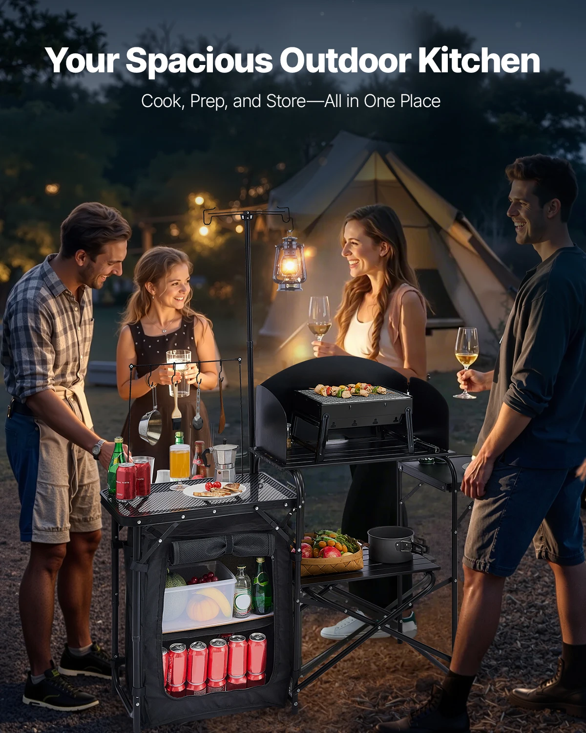 Folding Camping Table Outdoor  - đánh giá và giá Camping Cooking Cupboard