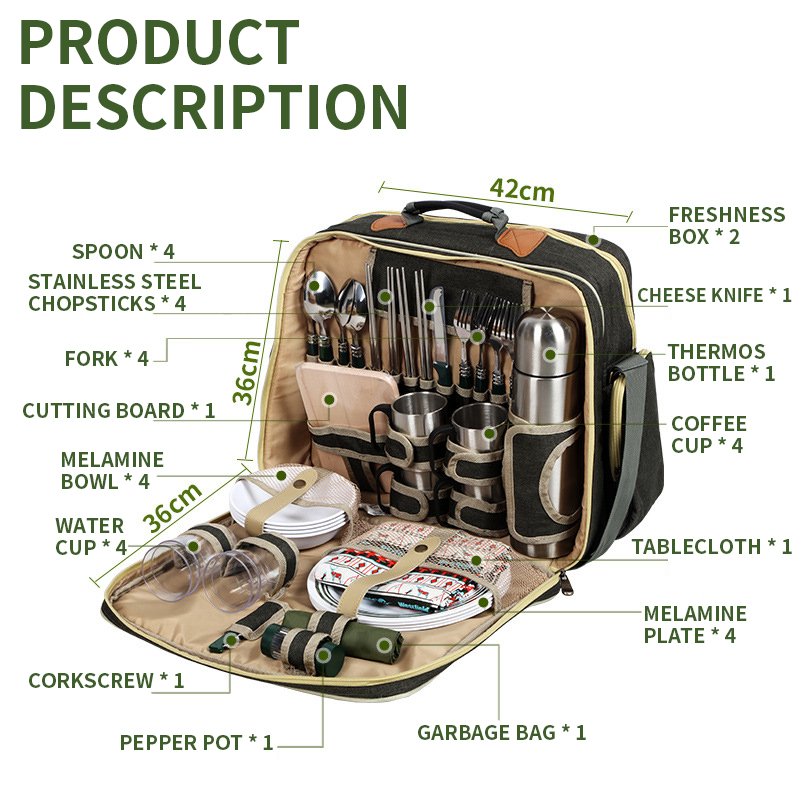 Portable Luxury Camping Picnic - đánh giá và giá Camping Cooking Set For 4
