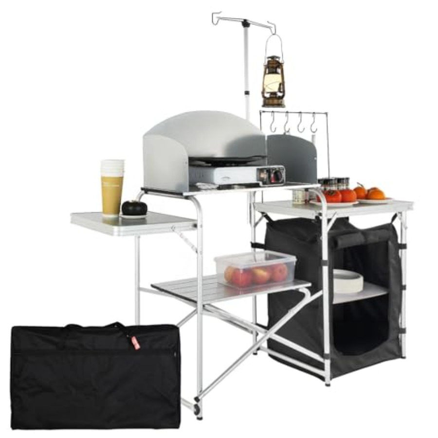Camping Kitchen Table, Folding - đánh giá và giá Camping Cooking Cupboard