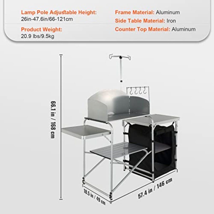 Camping Kitchen Table, Folding - đánh giá và giá Camping Cooking Cupboard