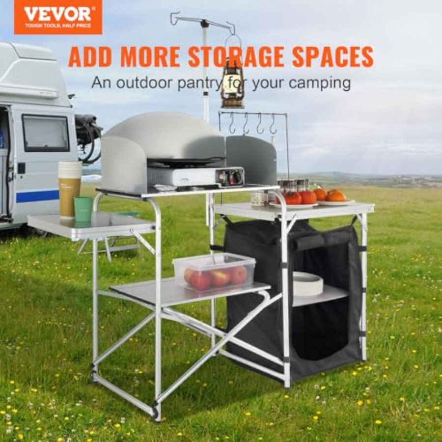 Camping Kitchen Table, Folding - đánh giá và giá Camping Cooking Cupboard