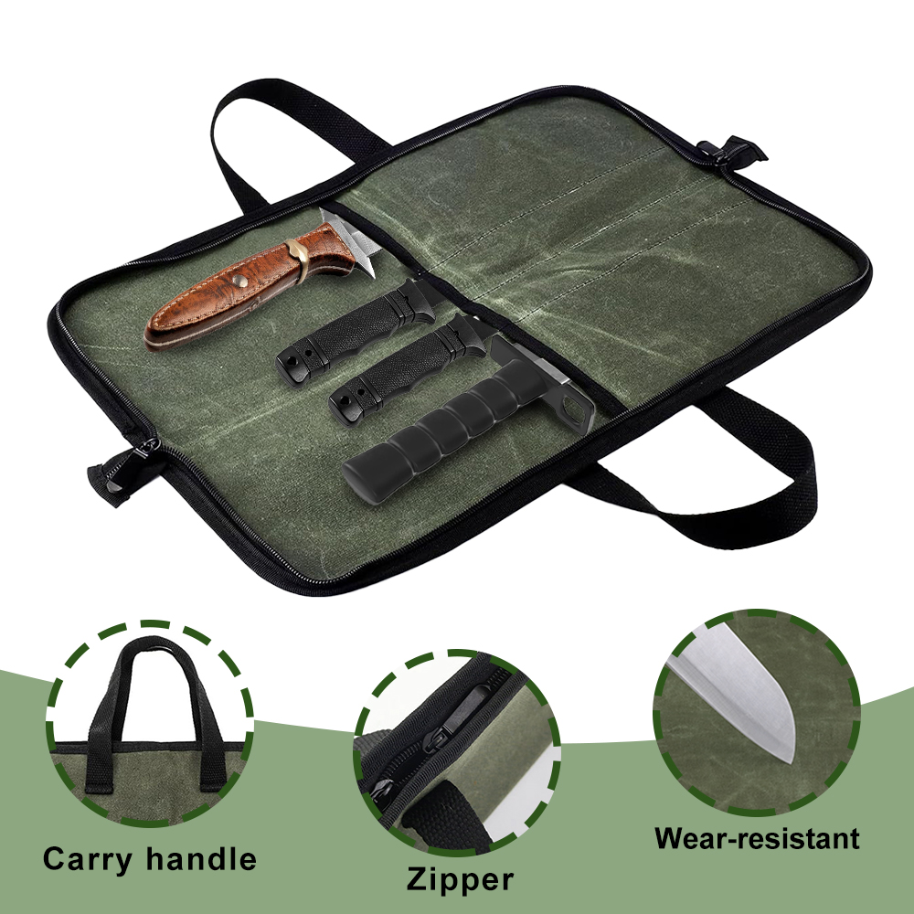 Waxed Canvas Knife Roll Bag Mu - đánh giá và giá Camping Cooking Organizer