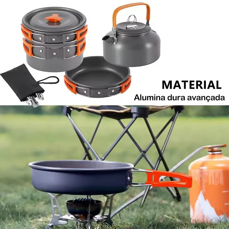Outdoor Aluminum Alloy Camping - đánh giá và giá Camping Cooking Set With Kettle