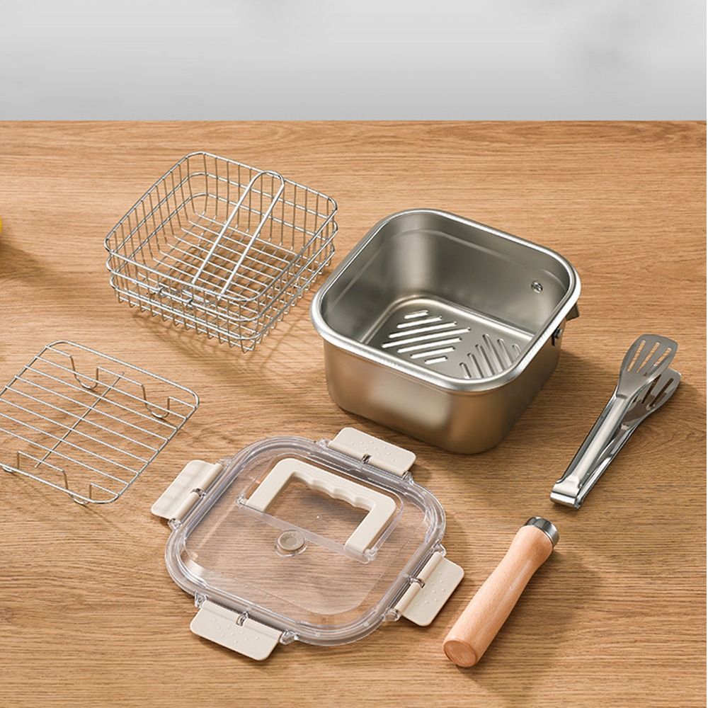 Portable Stainless Steel Fryin - đánh giá và giá Camping Cooking Pots And Pans Set