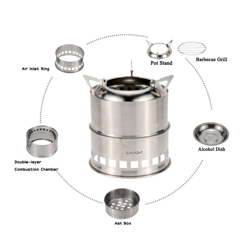 Lixada Stainless Steel Wood St - đánh giá và giá Camping Cooking Wood Stove