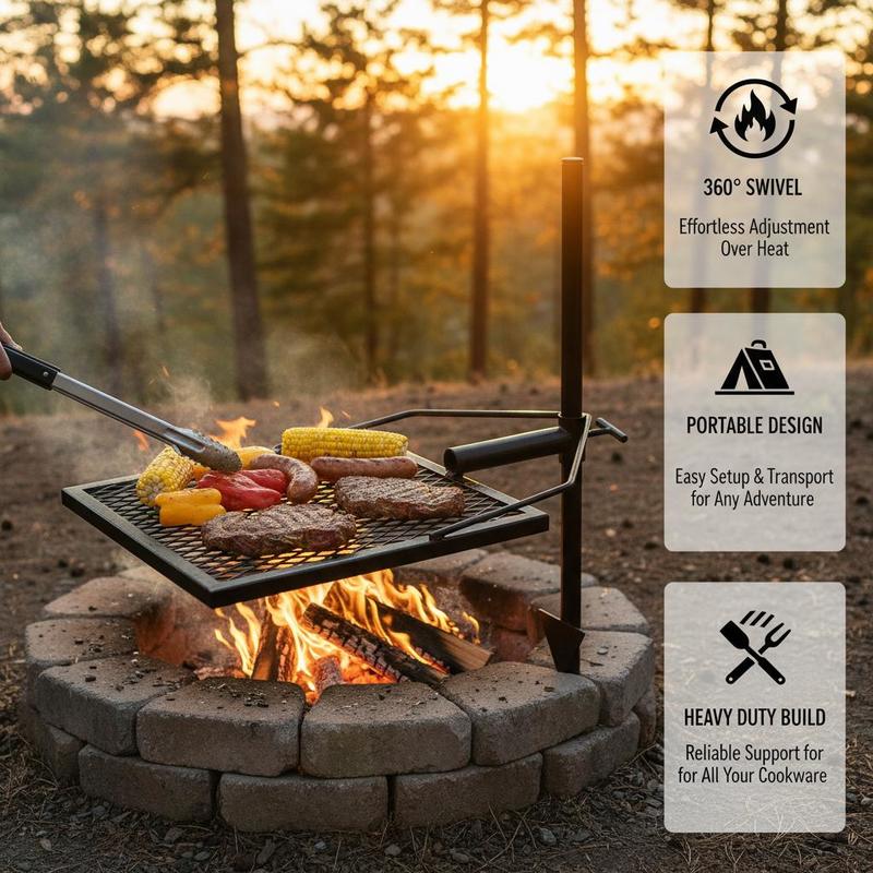 Rotating Cooking Grate 24 Inch - đánh giá và giá Camping Cooking Cast Iron