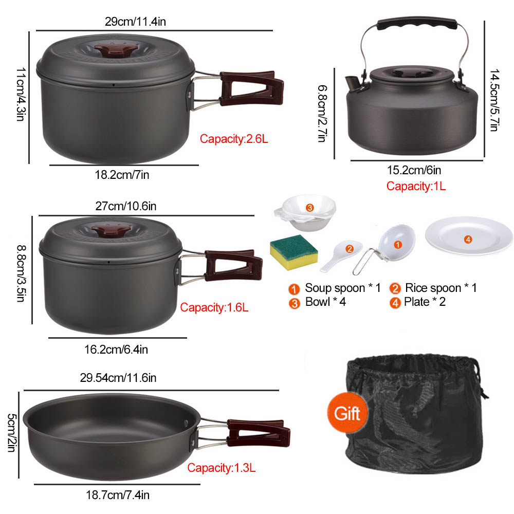 Outdoor cooking 3-4 person pic - đánh giá và giá Camping Cooking Pots And Pans Set