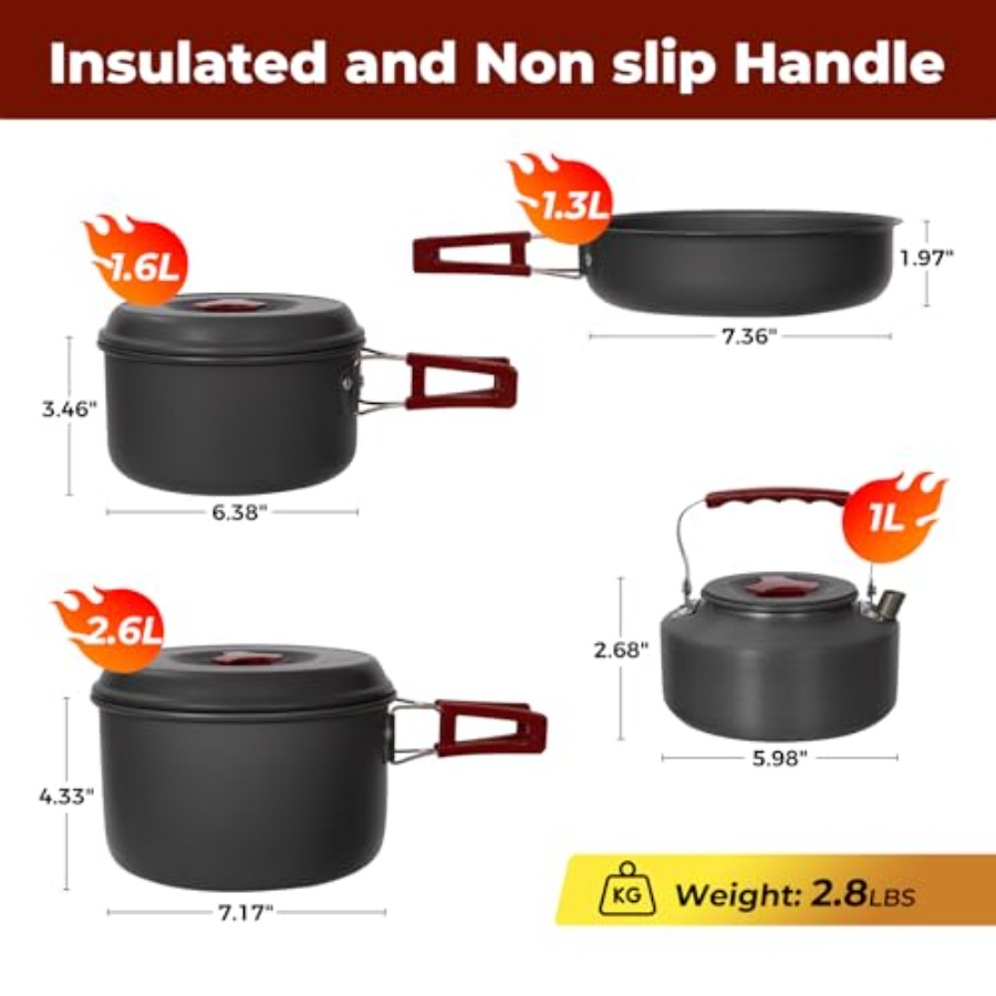 24//11/8/4 Camping Cookware Me - đánh giá và giá Camping Cooking Set For 4