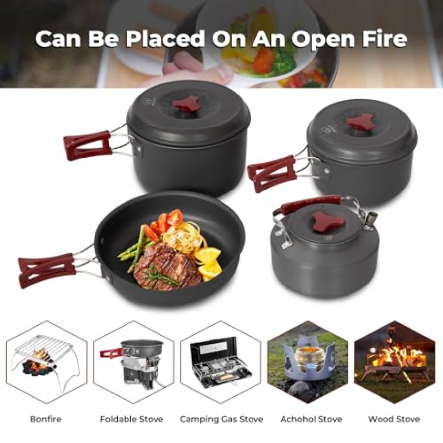 24//11/8/4 Camping Cookware Me - đánh giá và giá Camping Cooking Set For 4