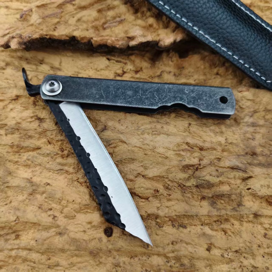 Higonokami  Handmade Stonewash - đánh giá và giá Camping Cooking Knife With Sheath