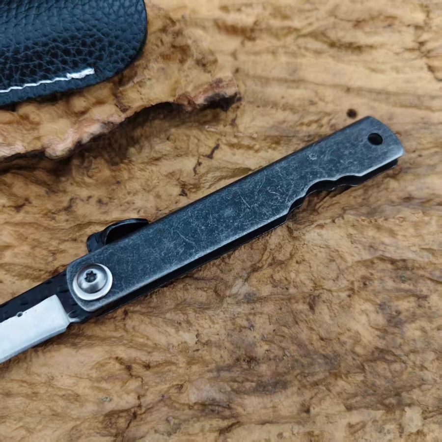 Higonokami  Handmade Stonewash - đánh giá và giá Camping Cooking Knife With Sheath
