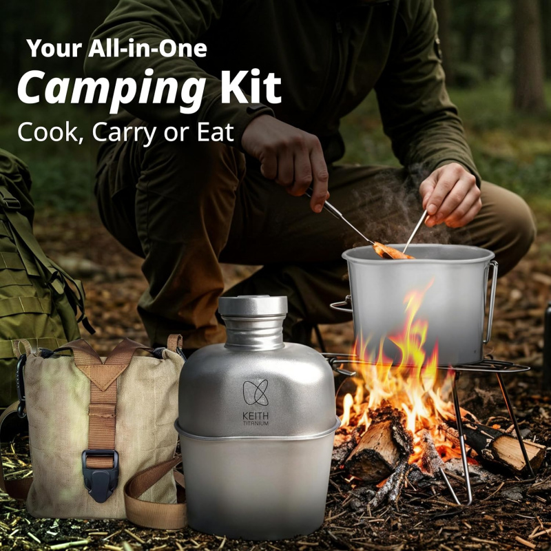Bình nước Keith Titanium cho h - đánh giá và giá Mess Kit Titanium