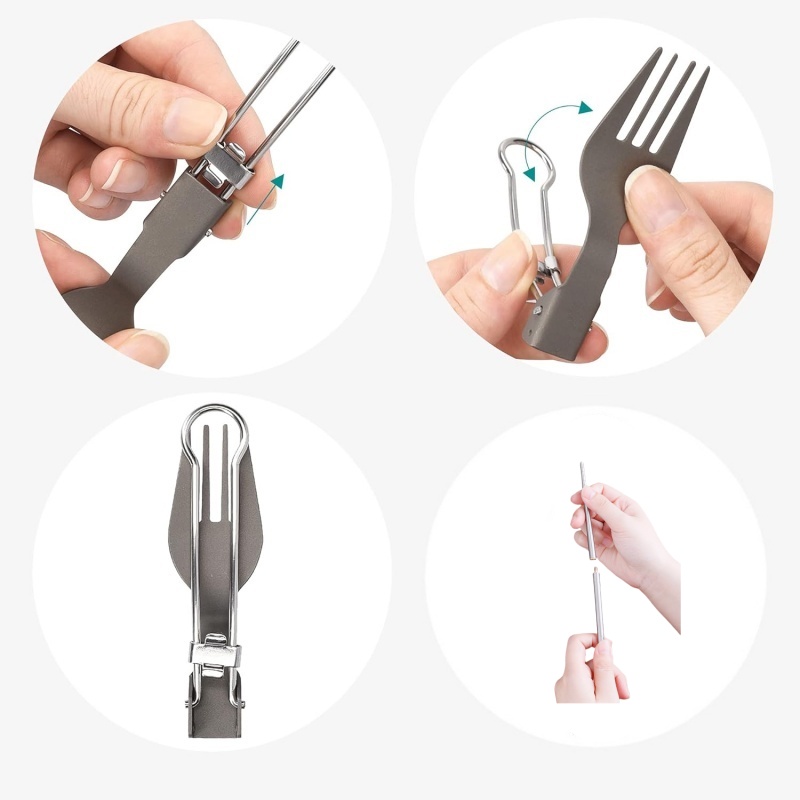 Titanium Foldable Utensil Set  - đánh giá và giá Mess Kit Titanium