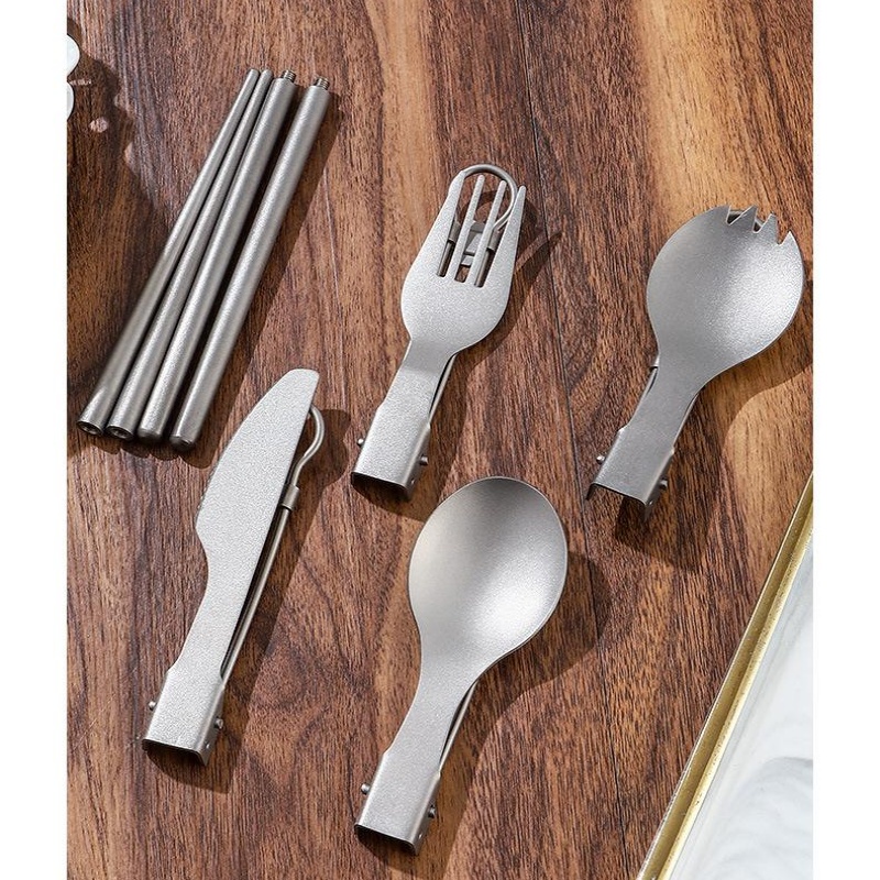 Titanium Foldable Utensil Set  - đánh giá và giá Mess Kit Titanium