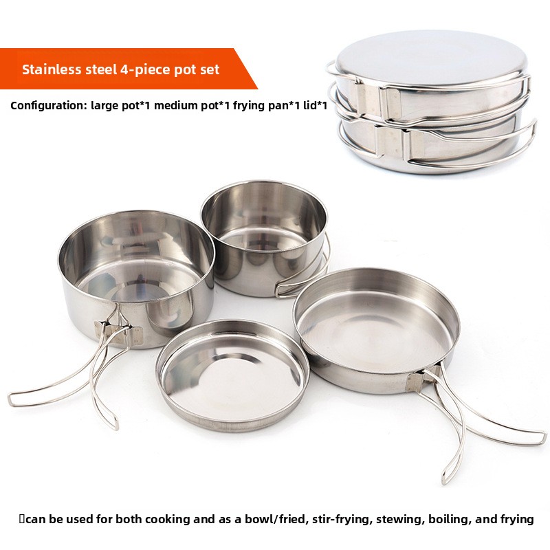 CLS 4-Piece Stainless Steel Ca - đánh giá và giá Camping Cooking Set For 4