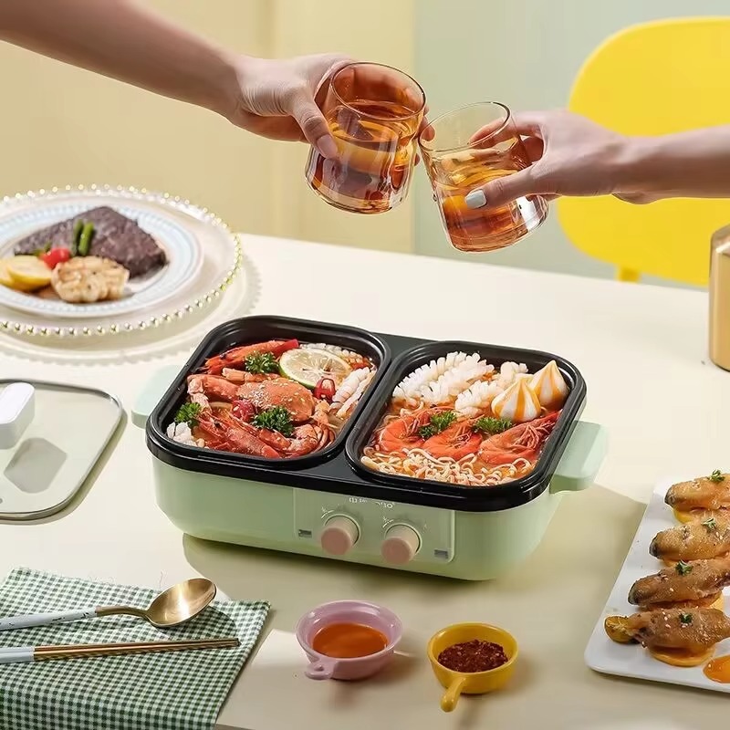 Non-stick barbecue hot pot mul - đánh giá và giá Camping Cooking Electric