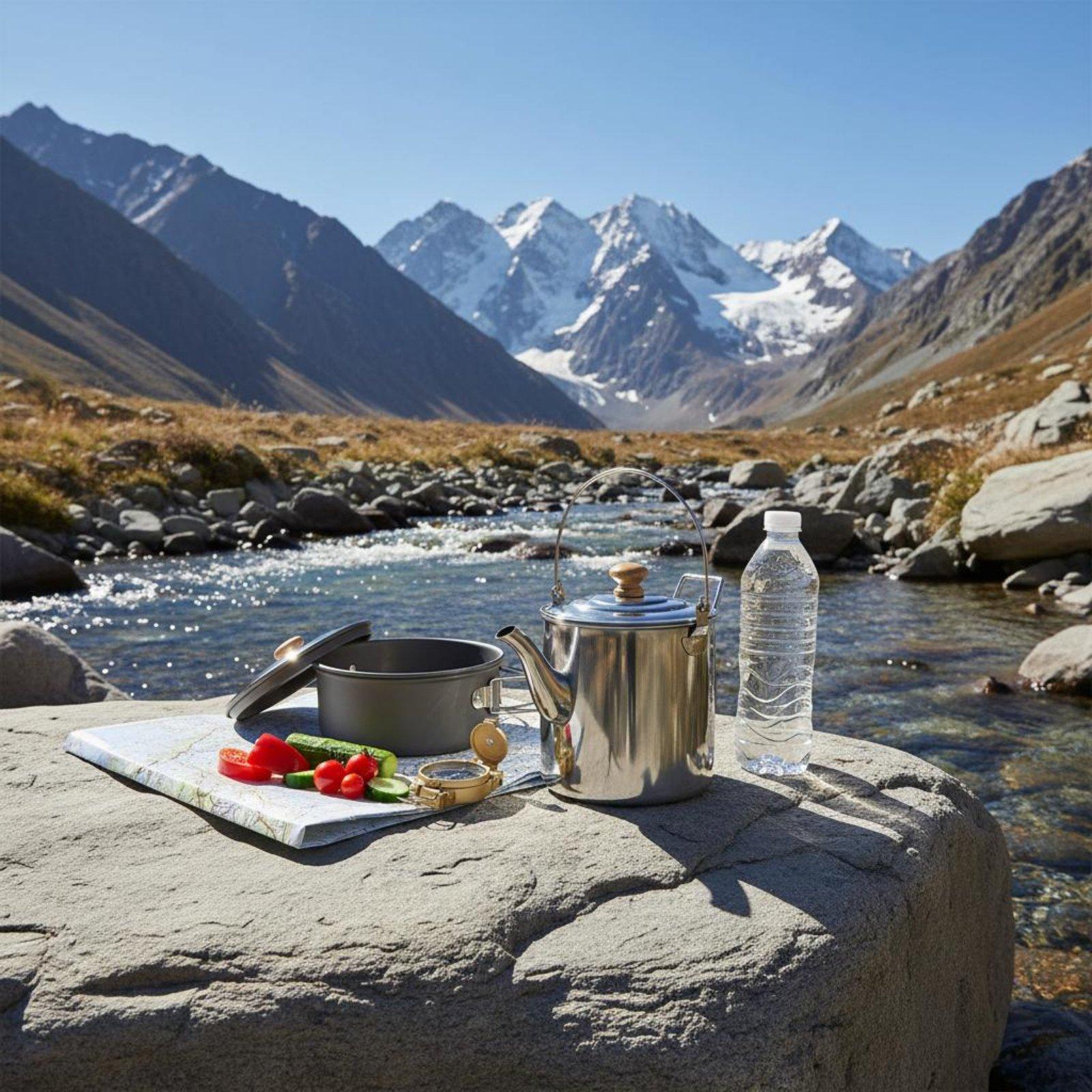Portable Stainless Steel Outdo - đánh giá và giá Camping Cooking Set With Kettle