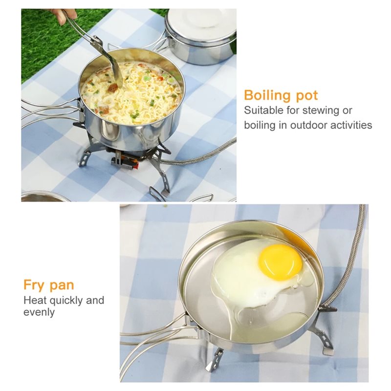 【BIG SALE】Stainless Steel 4-Pi - đánh giá và giá Camping Cooking Set For 4