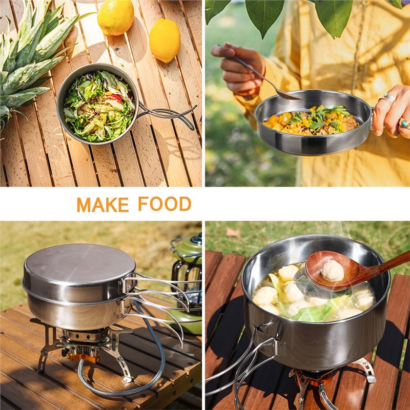 【BIG SALE】Stainless Steel 4-Pi - đánh giá và giá Camping Cooking Set For 4