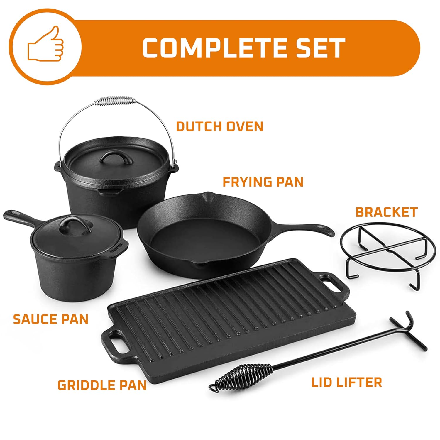 Camping Cooking Set Of 7. Pre  - đánh giá và giá Camping Cooking Cast Iron
