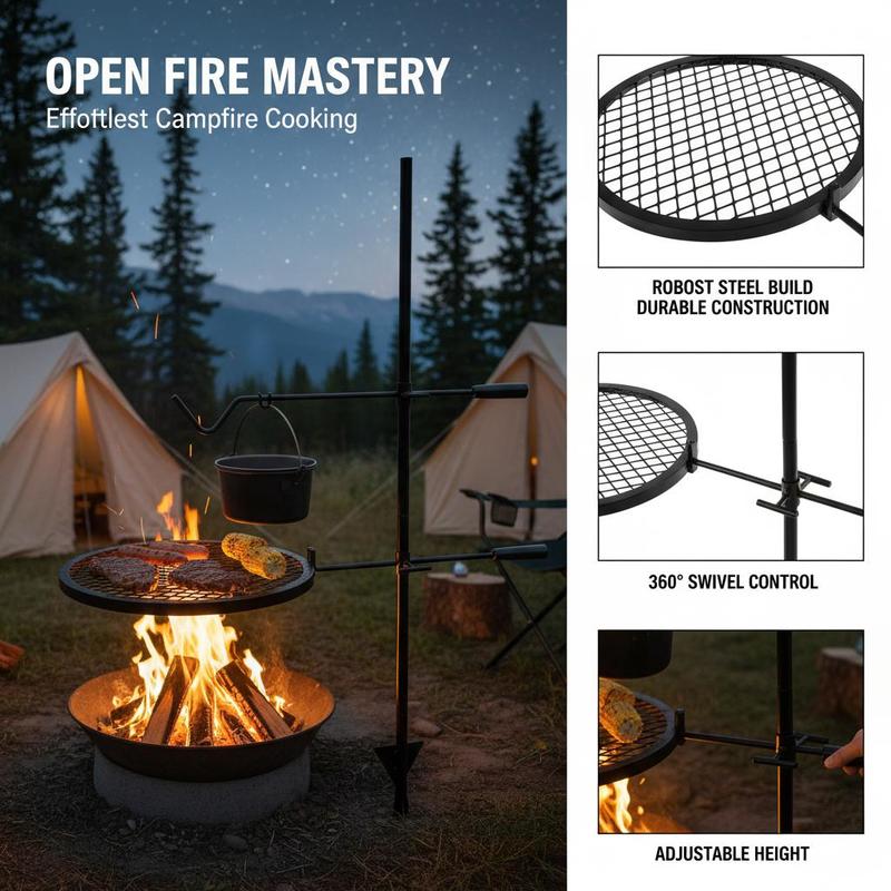 Rotating Cooking Grate 24x24 I - đánh giá và giá Camping Cooking Cast Iron