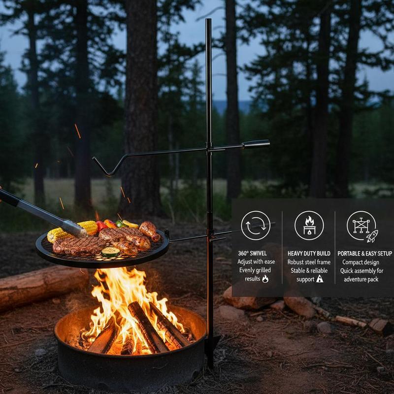 Rotating Cooking Grate 24x24 I - đánh giá và giá Camping Cooking Cast Iron