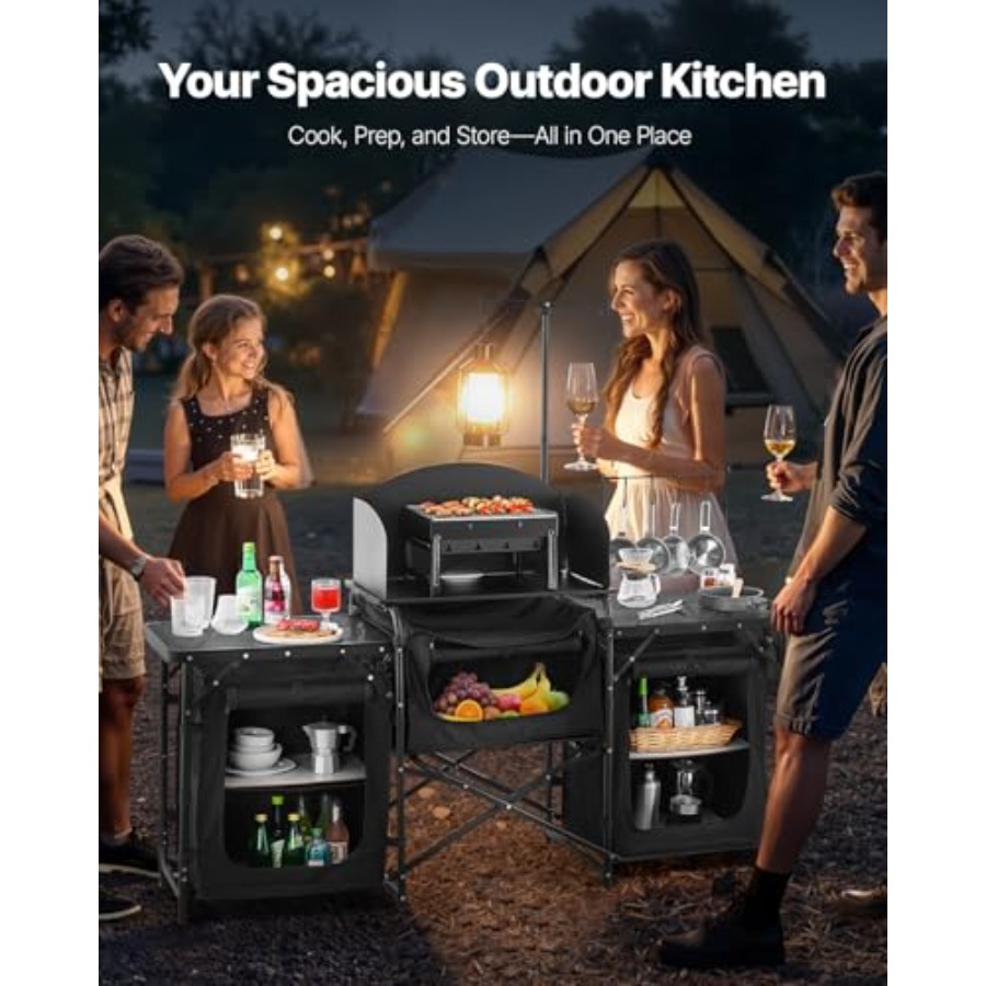 Camping Kitchen Table, Outdoor - đánh giá và giá Camping Cooking Cupboard