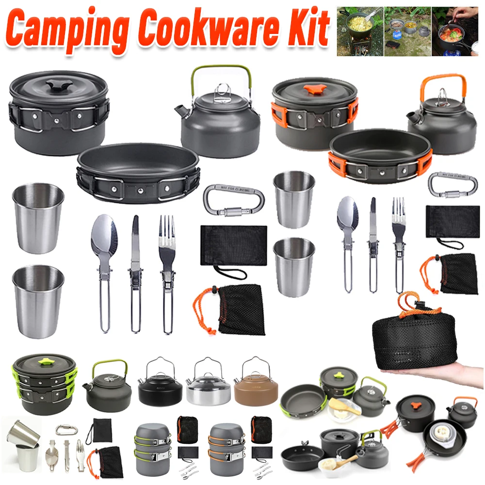 Camping Cookware Kit Kettle Po - đánh giá và giá Camping Cooking Set With Kettle