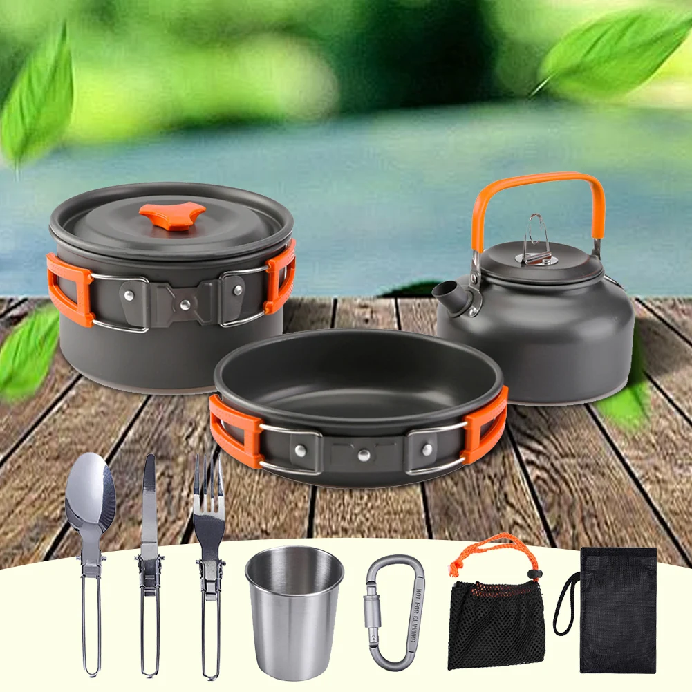 Camping Cookware Kit Kettle Po - đánh giá và giá Camping Cooking Set With Kettle