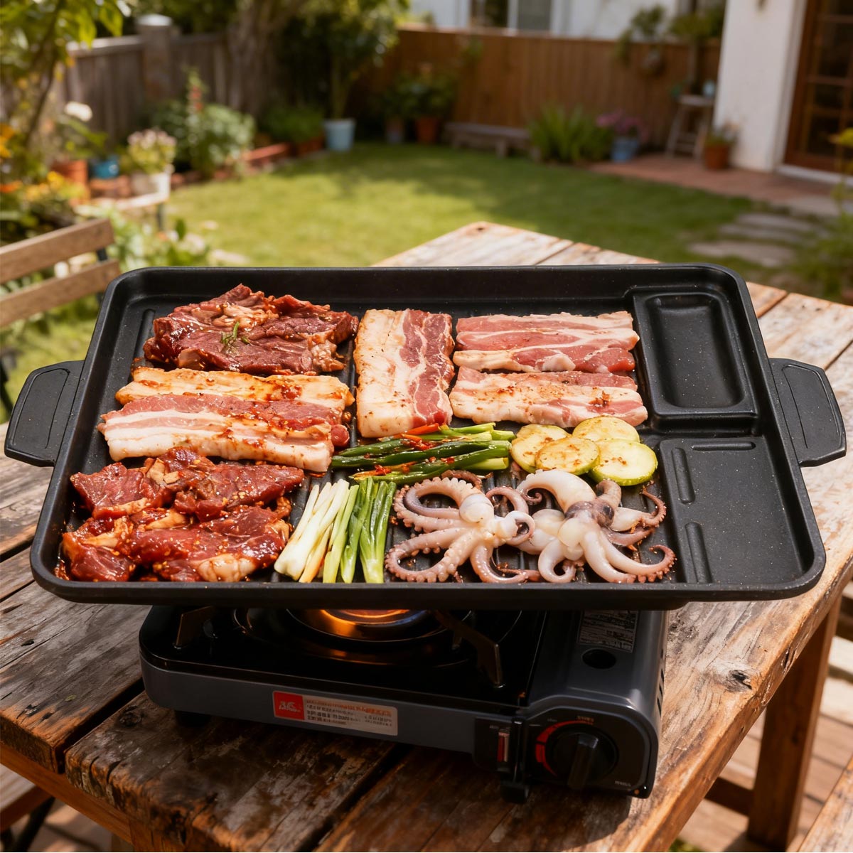 Korean Grill Meat Plate Alumin - đánh giá và giá Camping Cooking Cupboard