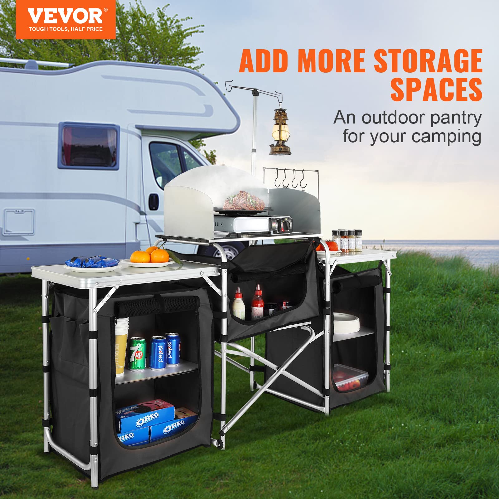 Folding Outdoor Cooking Table  - đánh giá và giá Camping Cooking Cupboard