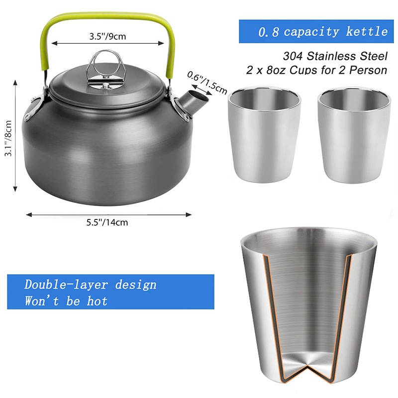 1 Set Outdoor Pot Pan Camping  - đánh giá và giá Camping Cooking Set With Kettle