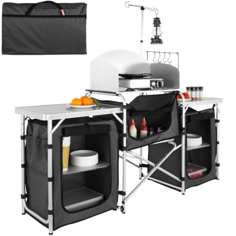 Camping Kitchen Table, Folding - đánh giá và giá Camping Cooking Cupboard