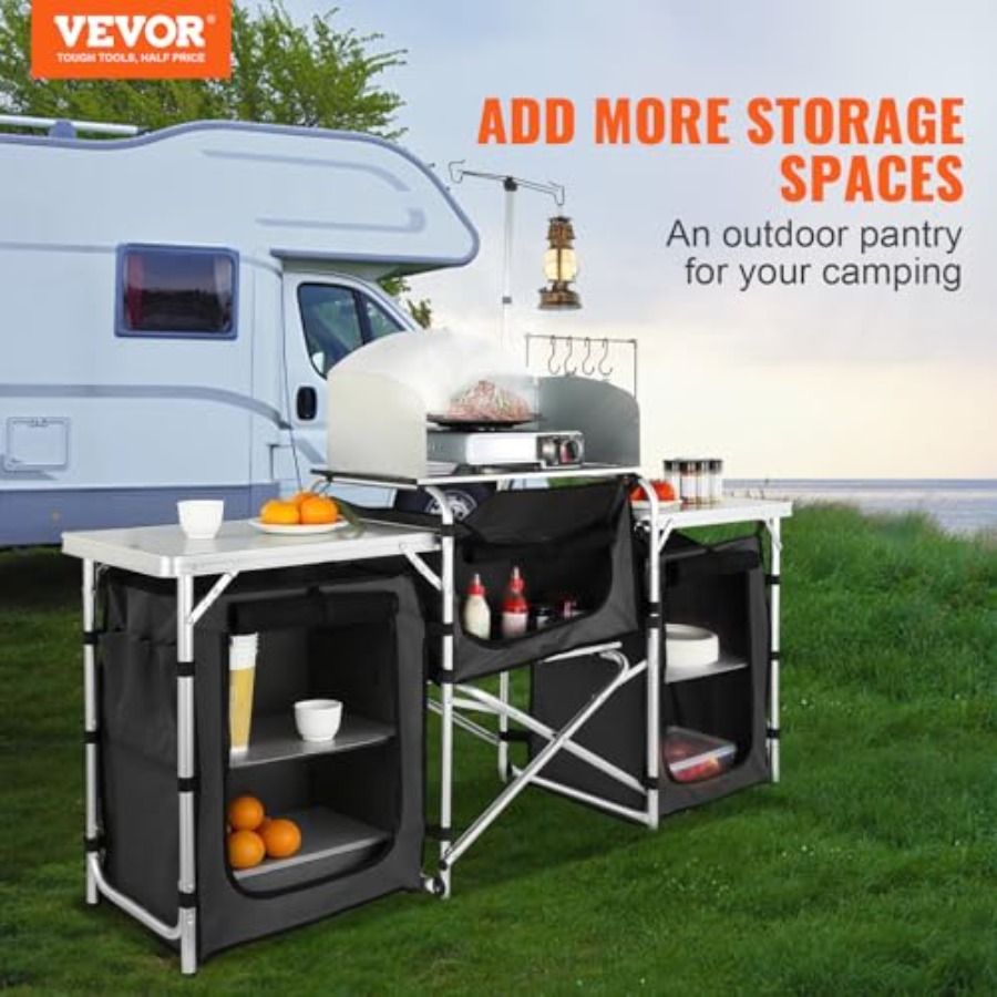Camping Kitchen Table, Folding - đánh giá và giá Camping Cooking Cupboard