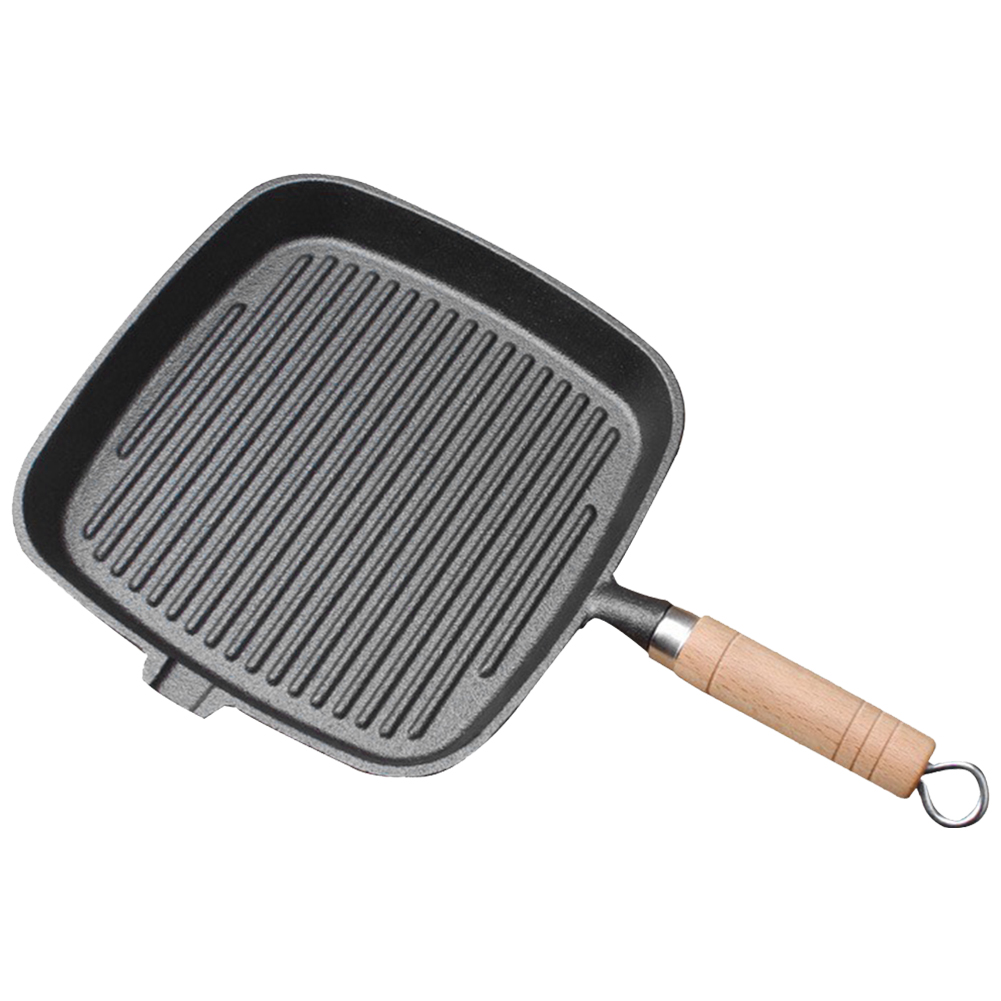 Iron Skillet Steak Pan with Wo - đánh giá và giá Camping Cooking Cast Iron