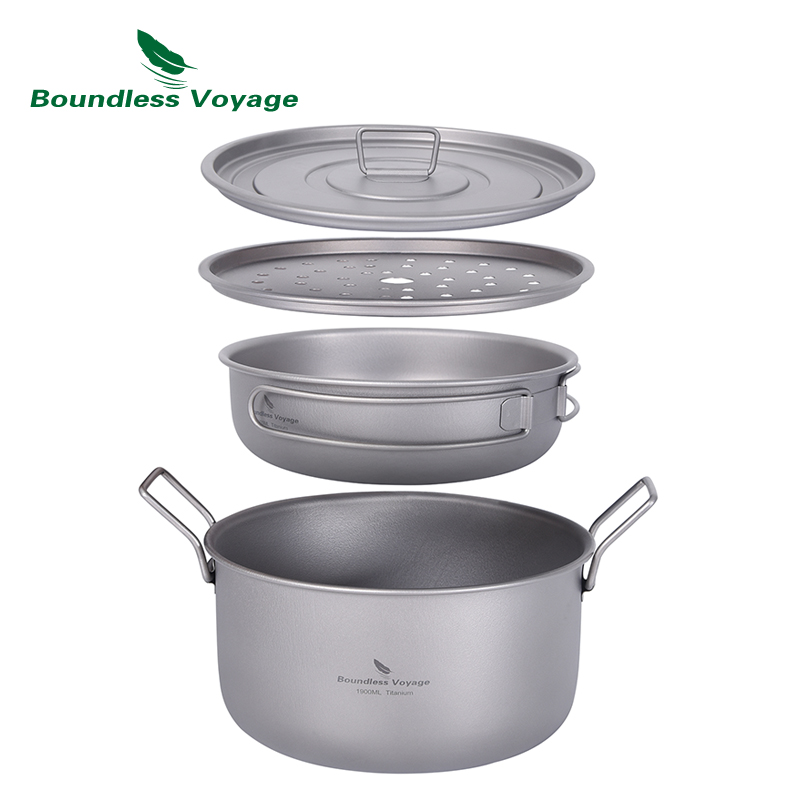 Boundless Voyage Camping Cooki - đánh giá và giá Mess Kit Titanium