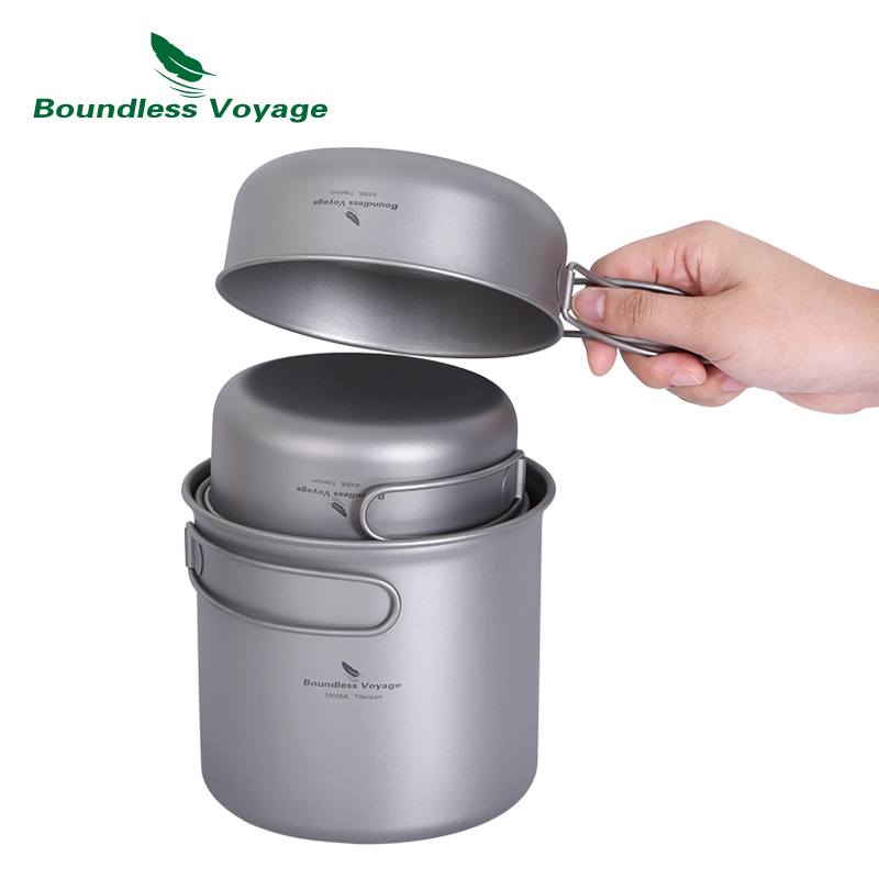 Boundless Voyage Titanium Pot  - đánh giá và giá Camping Cooking Pots And Pans Set